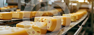 cheese in the factory industry. Selective focus.