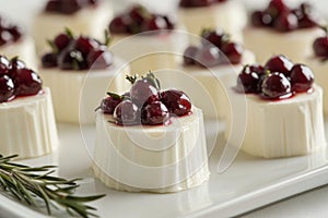 Cheese with fruit topping served as starter