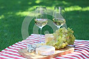 Cheese, grapes and white wine