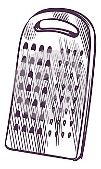 Cheese grater sketch. Food slicer drawn icon