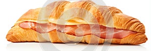 Cheese And Ham Croissant On A White Background