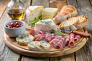 A cheese- ham plate A la Provence