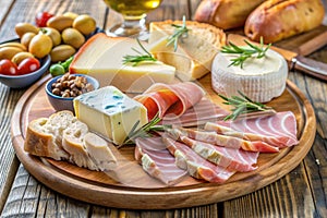 A cheese- ham plate A la Provence