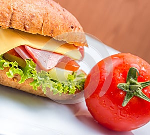 Cheese Ham Sandwich Indicates Bread Roll And Delicatessen