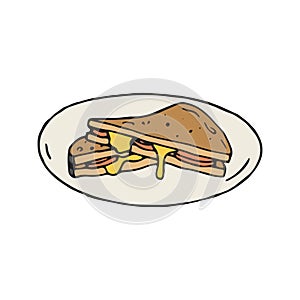 Cheese and ham sandwich vector illustration in photo