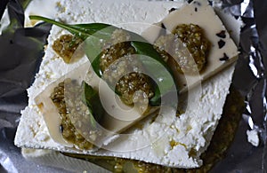 Cheese with herbs in Bulgaria photo