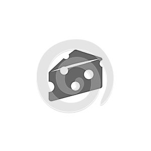Cheese with holes black isolated vector icon.