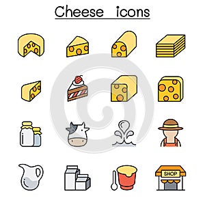 Cheese icon set in thin line style