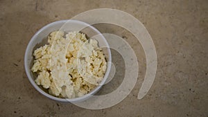 Cheese, ingredient of & x22;Chile en Nogada& x22;, typical dish of gastronomy in Puebla, Mexico photo