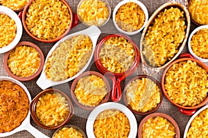 Cheese macaroni served conceptually on table cloth