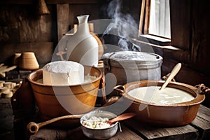 cheese making process with milk and rennet