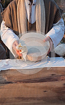 Cheese at market stall in a rural area