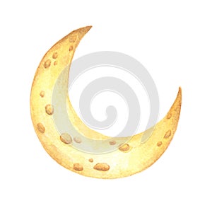 Cheese moon. Watercolor  illustration