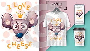 Cheese mouse, rat - mockup for your idea