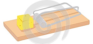 Cheese in the mouse trap, illustration, vector