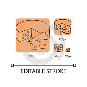 Cheese orange linear icons set