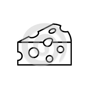 Cheese outline icon on white background. Piece of cheese