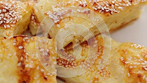 Cheese pie with sesame seed