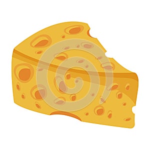 Cheese. A piece of delicious cheese. Swiss cheese. Eps 10