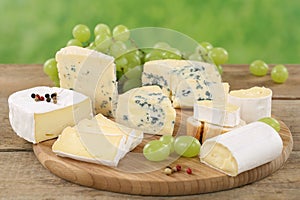 Cheese plate with Camembert, soft cheese and Brie photo