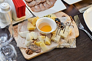 Cheese plate with cheeses Dorblu