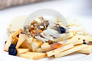 Cheese plates served with fruits