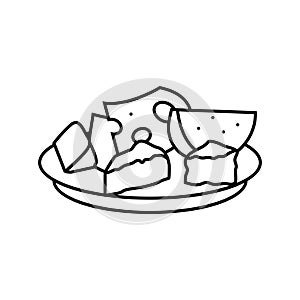 cheese platter french cuisine line icon vector illustration