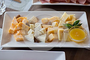 Cheese platter in a white plate