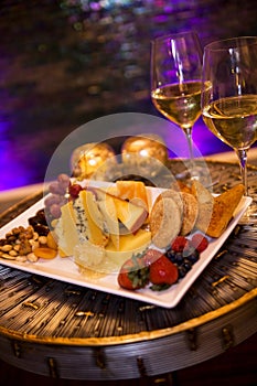 Cheese Platter with White Wine