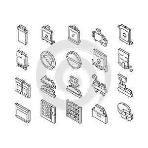 Cheese Production Collection isometric icons set vector