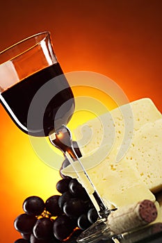 Cheese and red wine