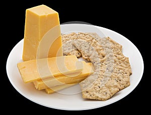 Cheese round crackers plate healthy food diet