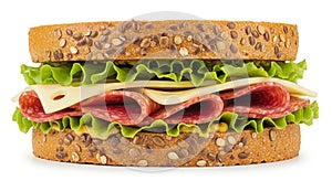 Cheese, Salami, and Lettuce Sandwich on White
