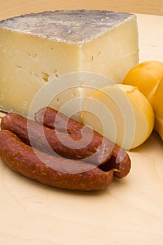 Cheese and salami sausage