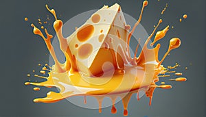 Cheese sauce splashing air cheddar splash melted drip yellow ingredient liquid epicure natural icon three-dimensional