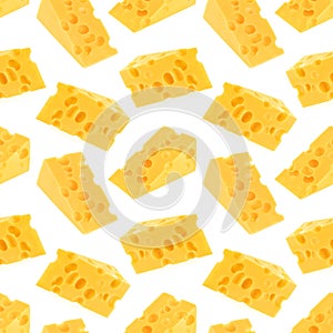 Cheese seamless pattern isolated on white background