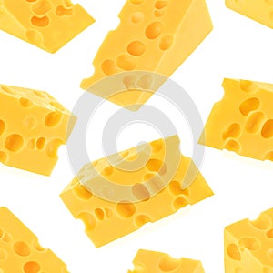 Cheese seamless pattern isolated on white background