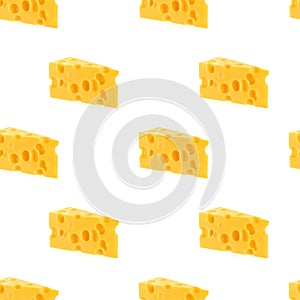 Cheese seamless pattern isolated on white background