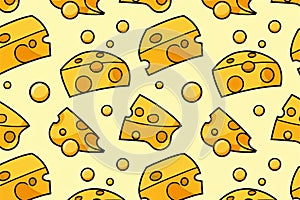 Cheese seamless patternseamless cheese pattern. Doodle vector pattern with cheese icons. cheese background