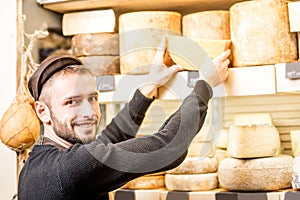 Cheese seller at the shop