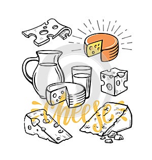 Cheese set illustration sketch