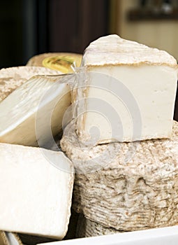 Cheese shop display in bastia corsica france