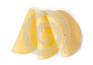 Cheese slice on a white background