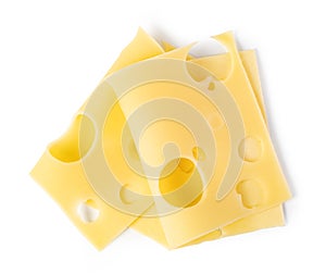 Cheese slice on a white background