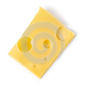 Cheese slice on a white background