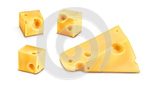 Cheese slices 3d realistic vector illustration