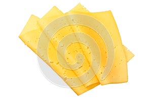 cheese slices isolated on white background. top view