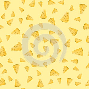 Cheese Slices Seamless Pattern on Yellow