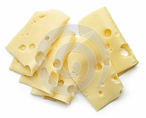 Cheese slices on white background