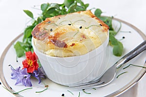 Cheese Souffle Served In Ramekin